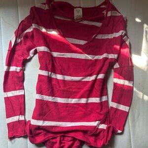We The Free Pink and White Striped Top